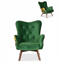 Fotel uszak Luna Print Duo zielona Monstera Family