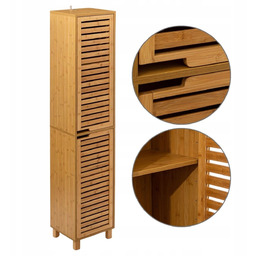 Regał Łazienkowy Bambusowy Wysoki Słupek 170 cm Brązowy