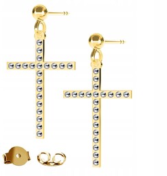 Kolczyki złote Krzyż Swarovski 925