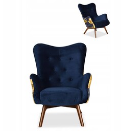 Fotel uszak Luna Print Duo granat Monstera Family
