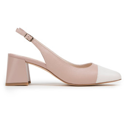 Damskie czółenka skórzane typu sling back na słupku