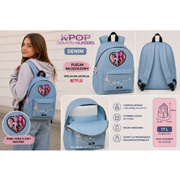 Plecak młodzieżowy K-pop Demon Hunters Denim z kieszenią