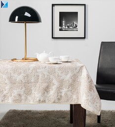 OBRUS 140x140 POLIESTER CAPPUCCINO ŻAKARDOWY