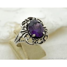 DUŻY SREBRNY PIERŚCIEŃ z AMETYSTEM - SAN REMO