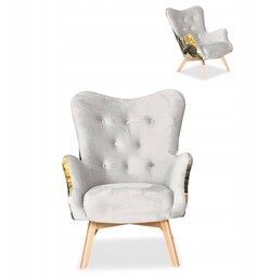 Fotel uszak Luna Print Duo szara Monstera Family