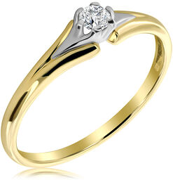 Pierścionek zaręczynowy dwukolorowy z brylantem 0.1 ct -