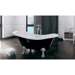 Besco Otylia 170x77cm Wanna owalna Retro biało-czarna+nogi białe