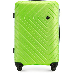 Średnia walizka z ABS-u z geometrycznym tłoczeniem limonkowa