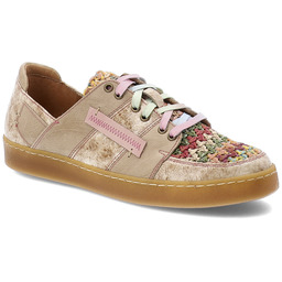 Maciejka Beżowe Sneakersy Stylowe Obuwie Damskie Z Kolorowymi