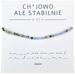 Pakamera Bransoletka z alfabetem Morse Akwamaryn, Jaspis dalmatyński