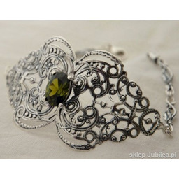 Srebrna bransoleta z oliwinem - BUENOS