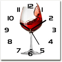 Zegar szklany kwadratowy Czerwone wino