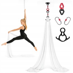 Szarfa akrobatyczna aerial silk 6 m Biała