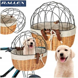 Koszyk wiklinowy Rallex na rower z kratką metalową