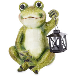 Figurka ogrodowa żaba żabka z lampionem 30x26x20cm 166375