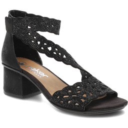 Rieker Sandały damskie, cholewka ze skóry ekologicznej ażurowa