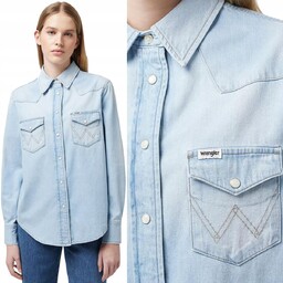 Wrangler HERITAGE REGULAR SHIRT Grammer KOSZULA JEANSOWA JASNY