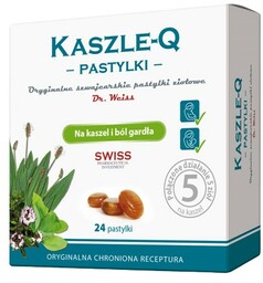KASZLE-Q Na kaszel i ból gardła, 24 pastylki