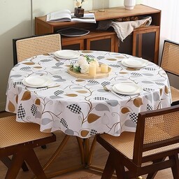 Okrągły obrus winylowy z podkładem flanelowym, wodoodporny, olejoodporny,