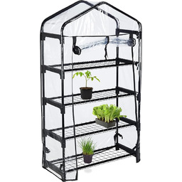 Relaxdays Szklarnia balkonowa, folia PCW, stal, wys. x