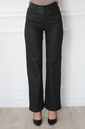 Spodnie woskowane mat wide leg czarne Larra