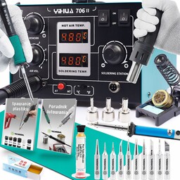 Stacja Lutownicza Hot Air Lutownica 706+ Odsysacz Mata