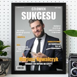 Plakat personalizowany ze zdjęciem Człowiek Sukcesu w ramce