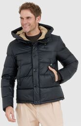 BLAUER Czarna puchowa kurtka męska Tracy z kapturem