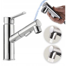 Bateria Umywalkowa Stojąca Wyciągana Wylewka Chrom