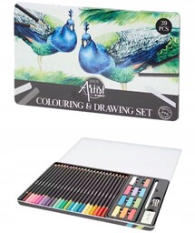Zestaw Do Rysowania Kredki Ołówkowe Pastele w ETUI