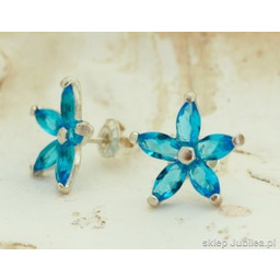 BIXTON - srebrne kolczyki z akwamarynem wkrętki