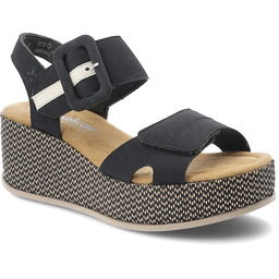 Rieker Sandały damskie, cholewka ze skóry ekologicznej zapiane