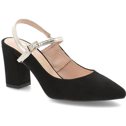 Armodo Czarne Czółenka Eleganckie Obuwie Damskie Ze Złotym