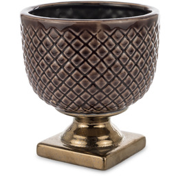 Osłonka donica doniczka ceramiczna brązowo złota 18x17,5x17,5 158235