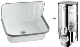 Zlew gospodarczy 51x33x37cm stalowy emaliowany na biało +