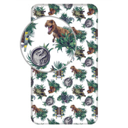 Jerry Fabrics Prześcieradło bawełniane z gumką 90x200 Jurassic
