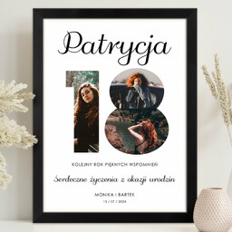 Plakat personalizowany kolaż zdjęć w ramce z nadrukiem