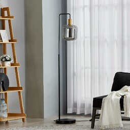 Lampa podłogowa Lindby Nimbora, 150 cm, czarny, szkło,