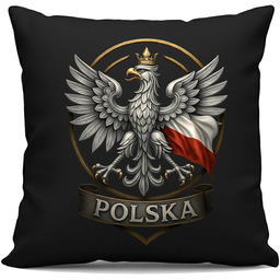 Polska - Orzeł Biały - czarna poduszka