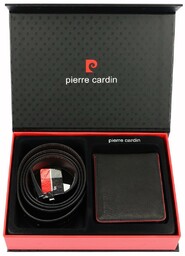 Pierre Cardin zestaw męski skóra naturalna portfel pasek