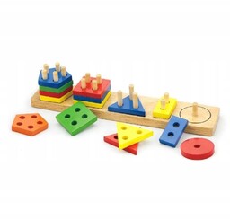 Drewniane Klocki z sorterem kształtów Montessori Viga Toys