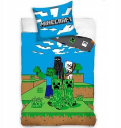 Pościel Bawełniana Minecraft 140x200 Dla Dziecka Młodzieżowa Creeper