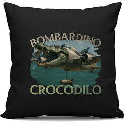 Bombardino Crocodilo - czarna poduszka na prezent