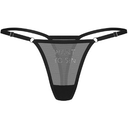 Obsessive Violami przezroczyste stringi z napisem "Want to