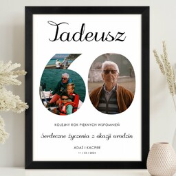 Plakat personalizowany kolaż zdjęć w ramce z nadrukiem