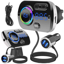 Transmiter FM Ładowarka samochodowa Bluetooth 2x USB QC