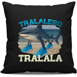 Tralalero Tralala - Italian Brainrot - czarna poduszka