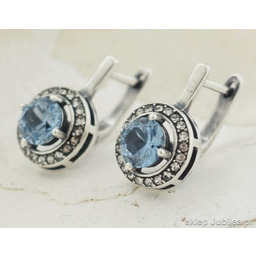 EDO - srebrne kolczyki z akwamarynem zapięcie ang