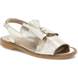 Karino Złote Sandały Stylowe Płaskie Obuwie Damskie