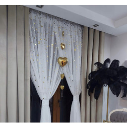 Firana Kropki biały złoty 400 x 160 taśma